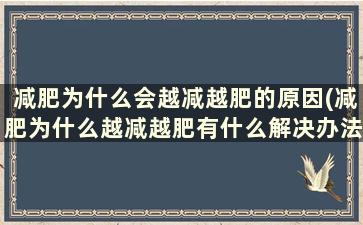 减肥为什么会越减越肥的原因(减肥为什么越减越肥有什么解决办法)