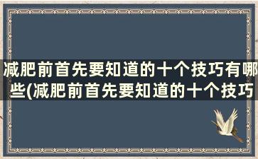 减肥前首先要知道的十个技巧有哪些(减肥前首先要知道的十个技巧)