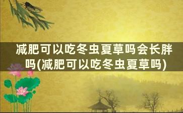 减肥可以吃冬虫夏草吗会长胖吗(减肥可以吃冬虫夏草吗)