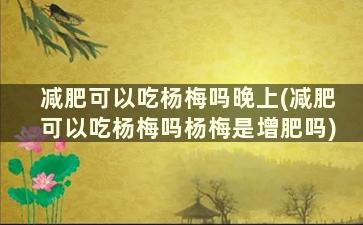 减肥可以吃杨梅吗晚上(减肥可以吃杨梅吗杨梅是增肥吗)