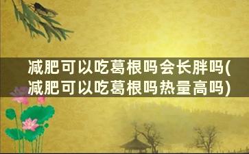 减肥可以吃葛根吗会长胖吗(减肥可以吃葛根吗热量高吗)