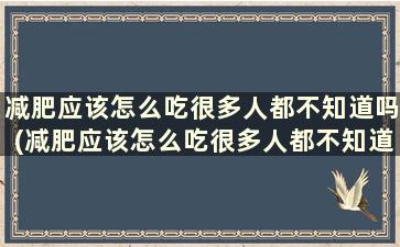 减肥应该怎么吃很多人都不知道吗(减肥应该怎么吃很多人都不知道怎么吃)