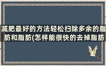 减肥最好的方法轻松扫除多余的脂肪和脂肪(怎样能很快的去掉脂肪的减肥操)