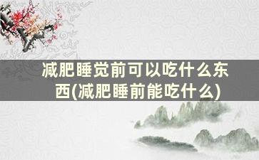 减肥睡觉前可以吃什么东西(减肥睡前能吃什么)