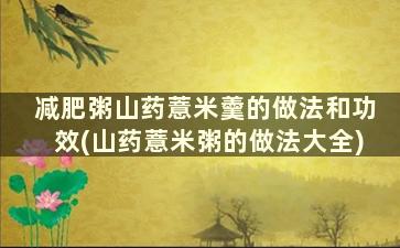 减肥粥山药薏米羹的做法和功效(山药薏米粥的做法大全)