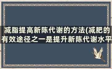 减脂提高新陈代谢的方法(减肥的有效途径之一是提升新陈代谢水平,主要方法有)