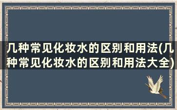 几种常见化妆水的区别和用法(几种常见化妆水的区别和用法大全)