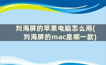 刘海屏的苹果电脑怎么用(刘海屏的mac是哪一款)