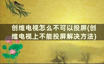 创维电视怎么不可以投屏(创维电视上不能投屏解决方法)