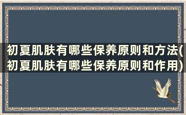 初夏肌肤有哪些保养原则和方法(初夏肌肤有哪些保养原则和作用)