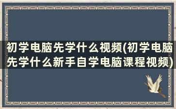 初学电脑先学什么视频(初学电脑先学什么新手自学电脑课程视频)