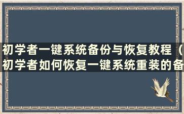 初学者一键系统备份与恢复教程（初学者如何恢复一键系统重装的备份）