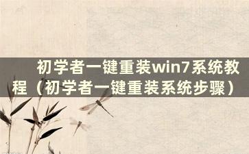 初学者一键重装win7系统教程（初学者一键重装系统步骤）