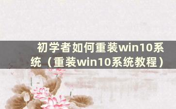 初学者如何重装win10系统（重装win10系统教程）