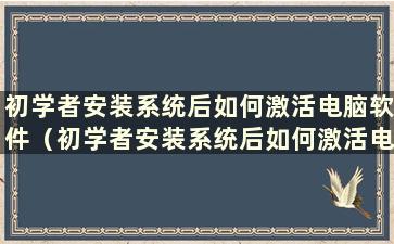 初学者安装系统后如何激活电脑软件（初学者安装系统后如何激活电脑桌面）