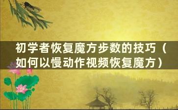 初学者恢复魔方步数的技巧（如何以慢动作视频恢复魔方）