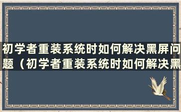 初学者重装系统时如何解决黑屏问题（初学者重装系统时如何解决黑屏问题）