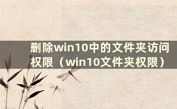 删除win10中的文件夹访问权限（win10文件夹权限）