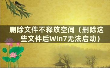 删除文件不释放空间（删除这些文件后Win7无法启动）