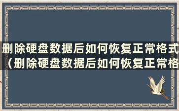 删除硬盘数据后如何恢复正常格式（删除硬盘数据后如何恢复正常格式）