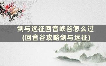 剑与远征回音峡谷怎么过(回音谷攻略剑与远征)