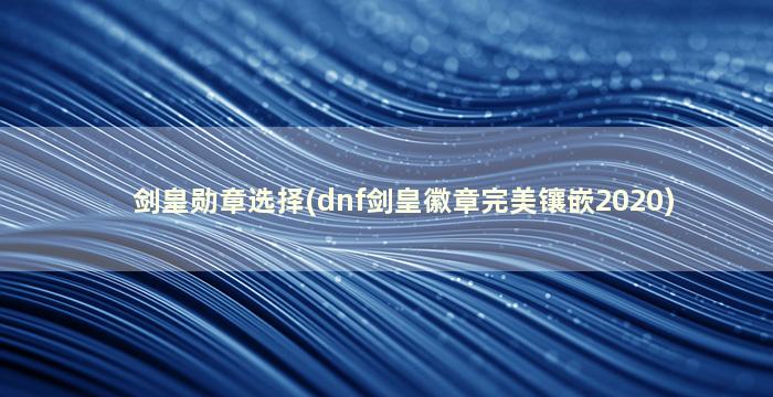 剑皇勋章选择(dnf剑皇徽章完美镶嵌2020)