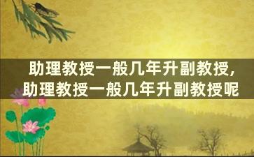 助理教授一般几年升副教授,助理教授一般几年升副教授呢