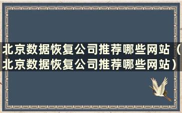 北京数据恢复公司推荐哪些网站（北京数据恢复公司推荐哪些网站）