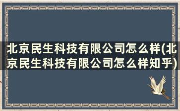 北京民生科技有限公司怎么样(北京民生科技有限公司怎么样知乎)