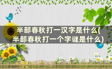 半部春秋打一汉字是什么(半部春秋打一个字谜是什么)