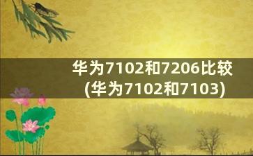 华为7102和7206比较(华为7102和7103)