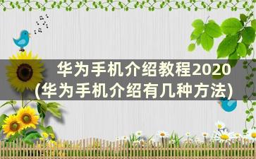 华为手机介绍教程2020(华为手机介绍有几种方法)