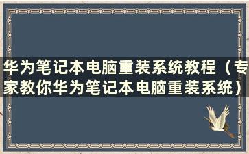 华为笔记本电脑重装系统教程（专家教你华为笔记本电脑重装系统）