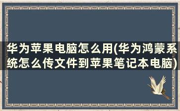 华为苹果电脑怎么用(华为鸿蒙系统怎么传文件到苹果笔记本电脑)