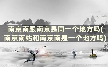 南京南跟南京是同一个地方吗(南京南站和南京南是一个地方吗)