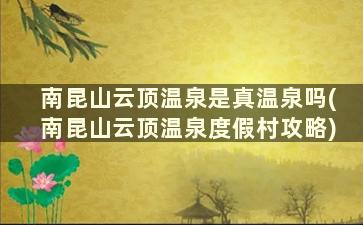 南昆山云顶温泉是真温泉吗(南昆山云顶温泉度假村攻略)