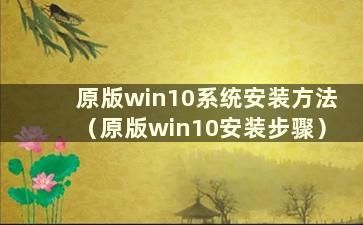 原版win10系统安装方法（原版win10安装步骤）