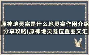 原神地灵龛是什么地灵龛作用介绍分享攻略(原神地灵龛位置图文汇总)