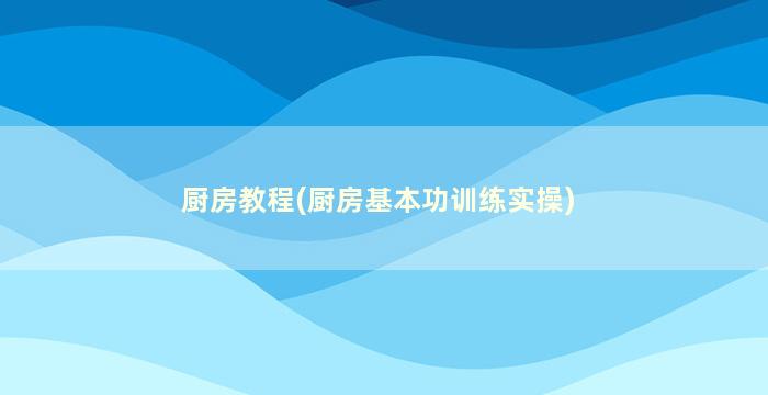 厨房教程(厨房基本功训练实操)