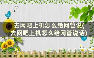 去网吧上机怎么给网管说(去网吧上机怎么给网管说话)