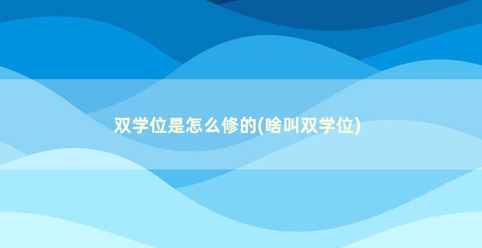 双学位是怎么修的(啥叫双学位)