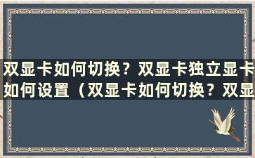 双显卡如何切换？双显卡独立显卡如何设置（双显卡如何切换？双显卡独立显卡设置方法有哪些）