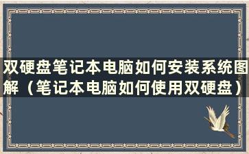 双硬盘笔记本电脑如何安装系统图解（笔记本电脑如何使用双硬盘）