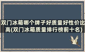 双门冰箱哪个牌子好质量好性价比高(双门冰箱质量排行榜前十名)