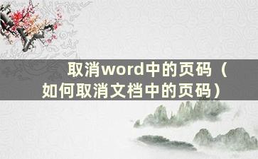 取消word中的页码（如何取消文档中的页码）