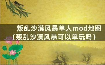 叛乱沙漠风暴单人mod地图（叛乱沙漠风暴可以单玩吗）