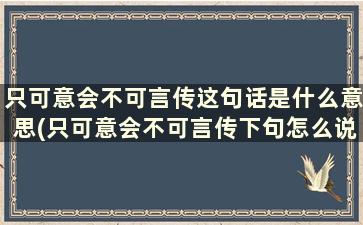 只可意会不可言传这句话是什么意思(只可意会不可言传下句怎么说)