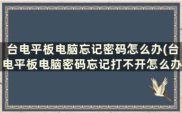 台电平板电脑忘记密码怎么办(台电平板电脑密码忘记打不开怎么办)