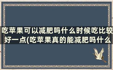 吃苹果可以减肥吗什么时候吃比较好一点(吃苹果真的能减肥吗什么时间吃最合适)