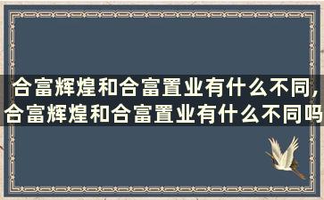 合富辉煌和合富置业有什么不同,合富辉煌和合富置业有什么不同吗